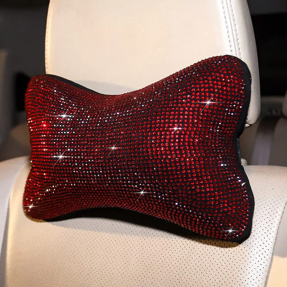 1Pc Bling Car Neck Pillow for Car Seat Driver Seat Headrest Cushion Crystal Rhinestone Bling Diamond Pillow Auto Accessories