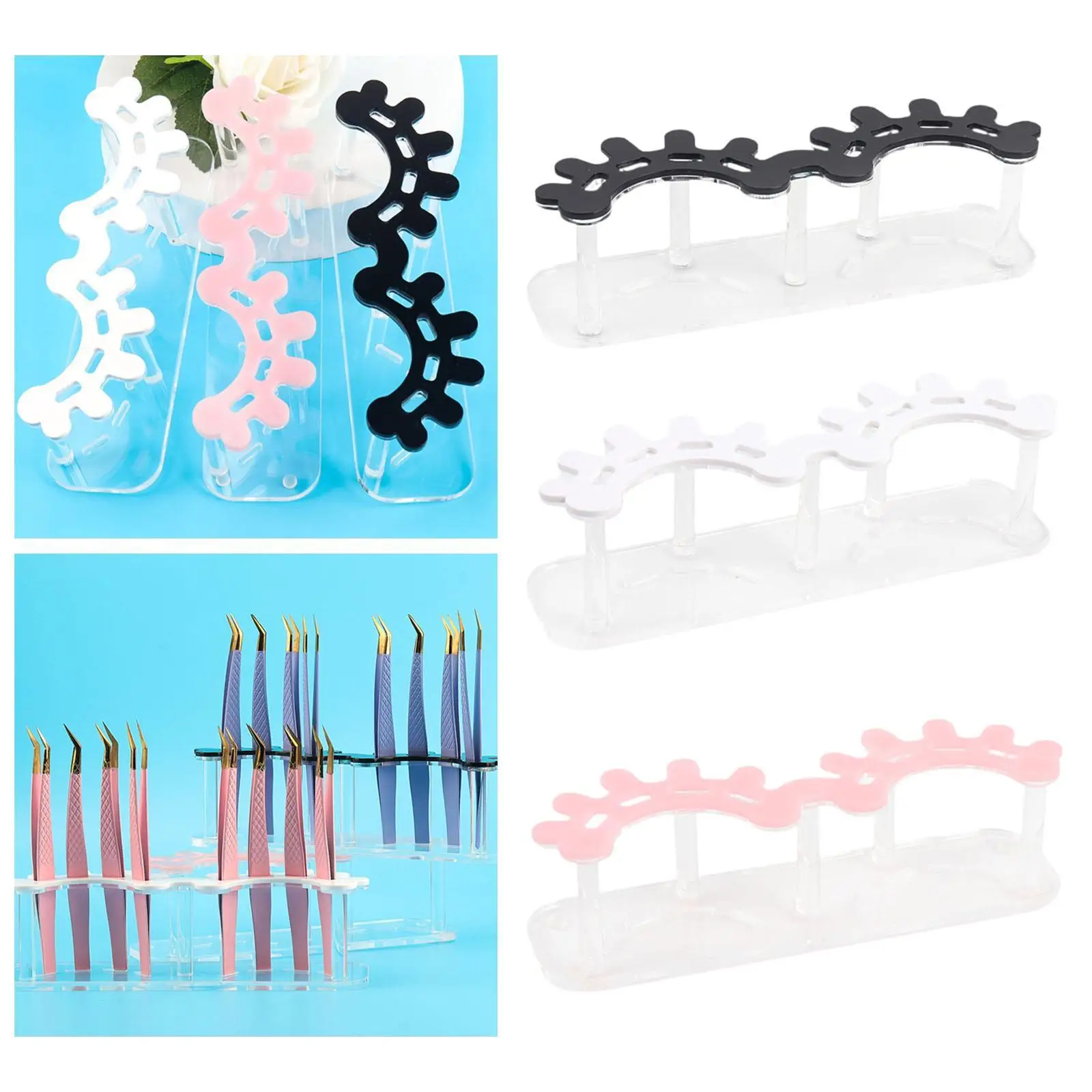 まつげエクステンションピンセットホルダー ピンセットスロット ポータブル エレガントなアクリルディスプレイ収納ラック ドレッシングルームギフト用