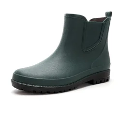 Black short water shoes men's rain boots fashion wear-resistant non-slip rain boots kitchen work fishing car wash shoes 2024