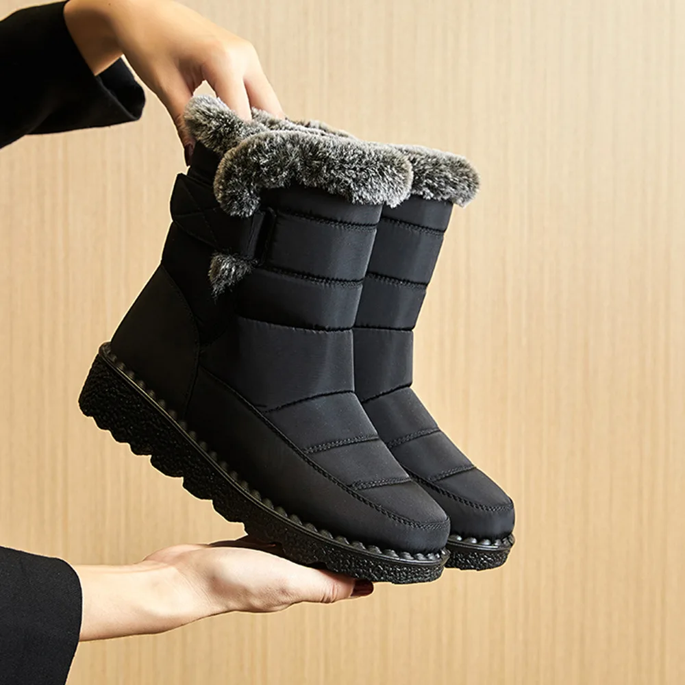 

Waterproof Winter Boots for Women 2023 New Faux Fur Long Plush Snow Boots Woman Platform Ankle Boots Warm Cotton Couples Shoes