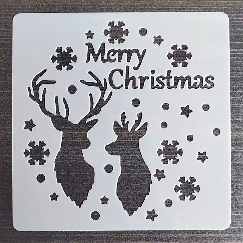 13*13Cm Merry Christmas Template DIY Layering Stencils Wall Painting Scrapbook Coloring Embossing Album Decorative Card Templat