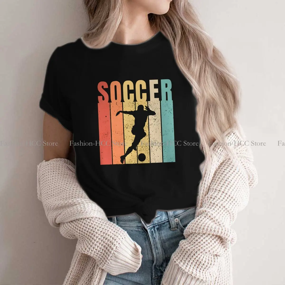 Soccer Polyester TShirts Vintage Soccer Distinctive Men's T Shirt Hipster Clothing