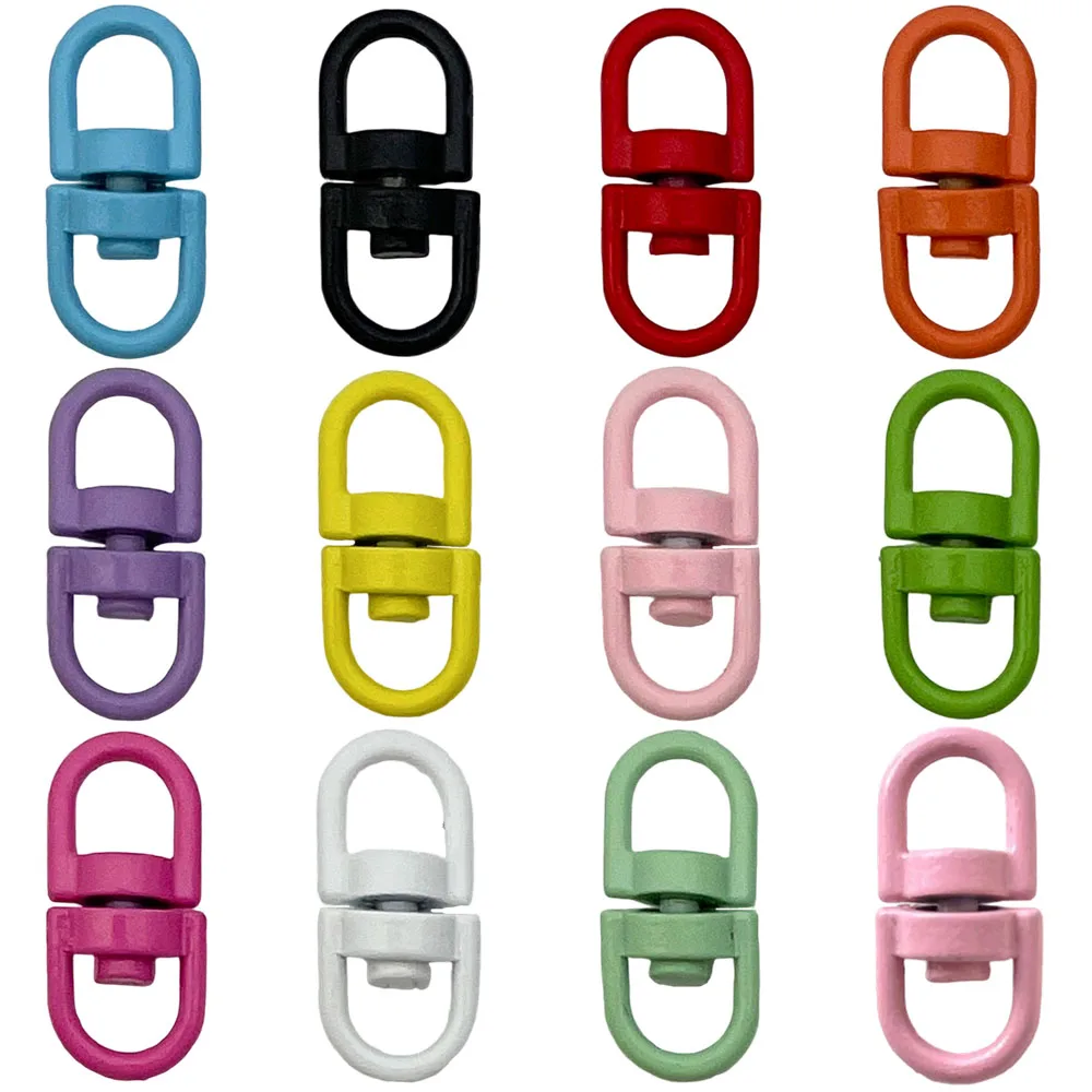 Alloy 50pcs 20x9mm Painted 8-Shaped Rotating Buckle Keychain,Colorful Snap Key Ring Connector For DIY Craft Bag Accessories