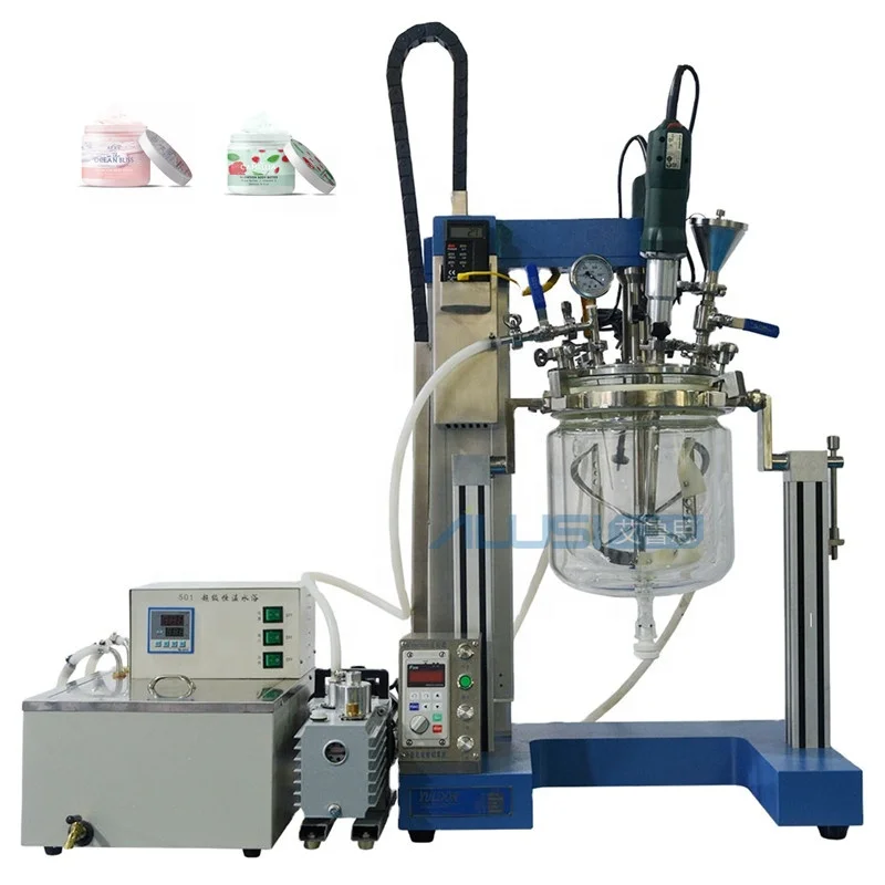 High quality high speed small laboratory scale hydraulic lifting system vacuum emulsifier face cream liquid homogenizing mixer