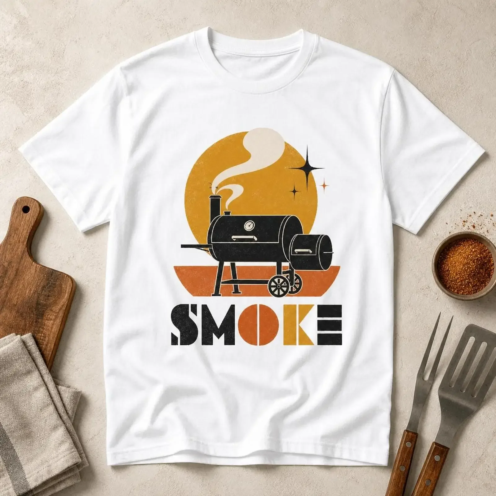 Vintage Smoke BBQ T Shirt Pitmaster Grill Master Retro Smoker Backyard Cookout Father's Day for  vintage Washed Versatile