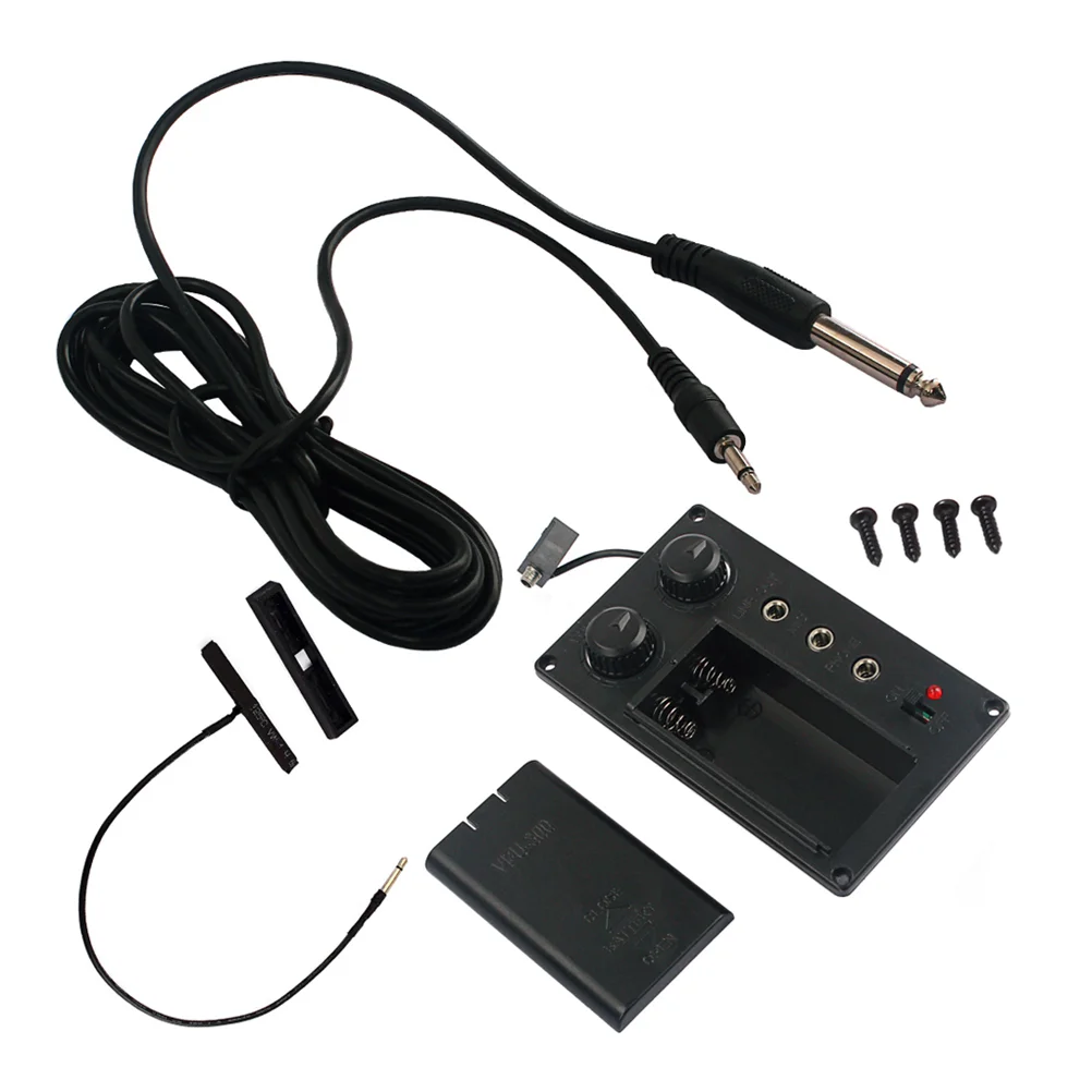 1 Set Violin Equalizer Mute Preamp Pickup EQ with Piezo Electric Violin Accessory DIY with Plug Hole Output Cable