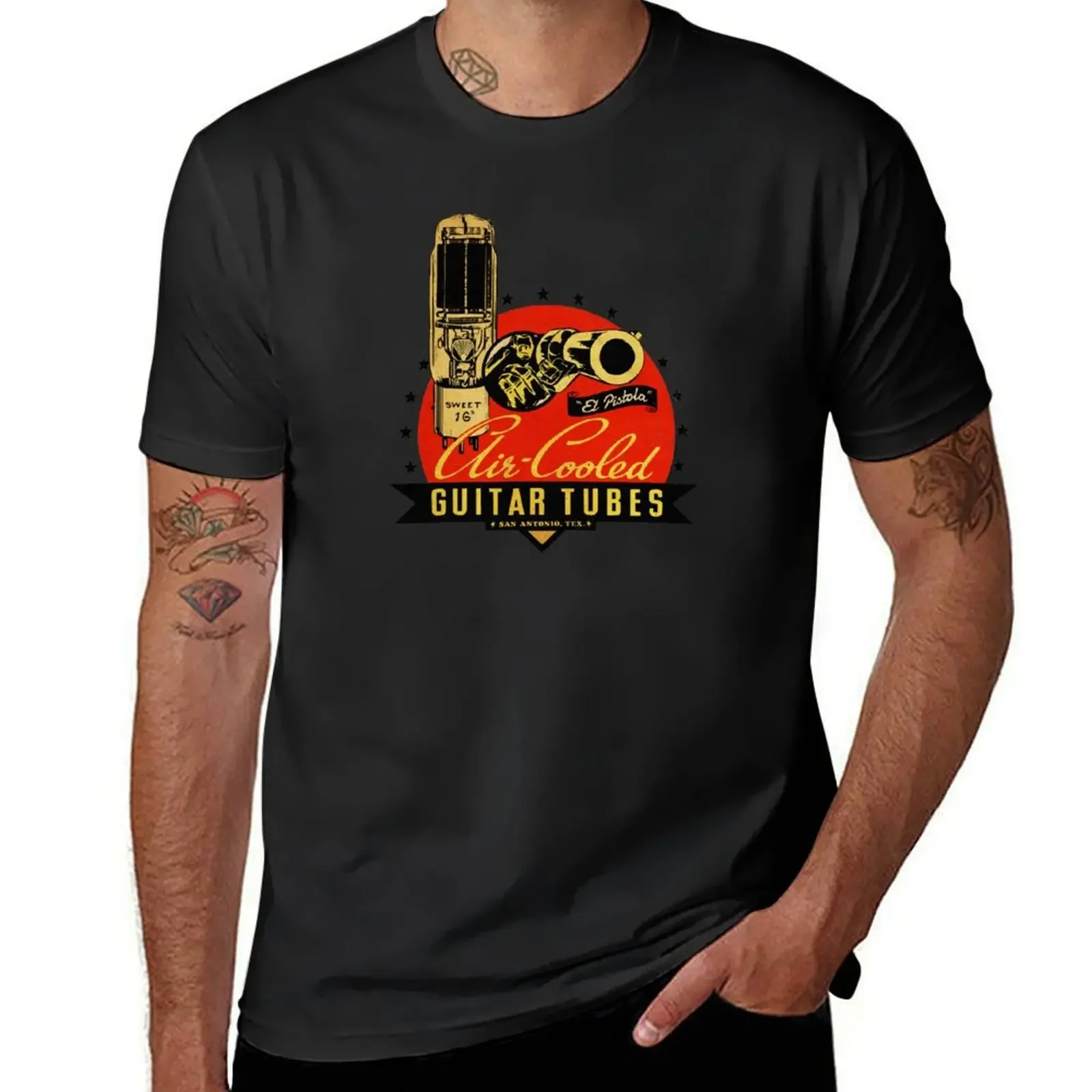 Vintage Pistola Guitar Tubes T-Shirt luxury clothing labubu tops men graphic t shirts