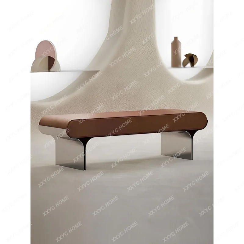 

Минималистичный табурет для переобувания из нержавеющей стали, высококачественный длинный табурет для гостиной, элитный прикроватный табурет в стиле лёгкой роскоши.