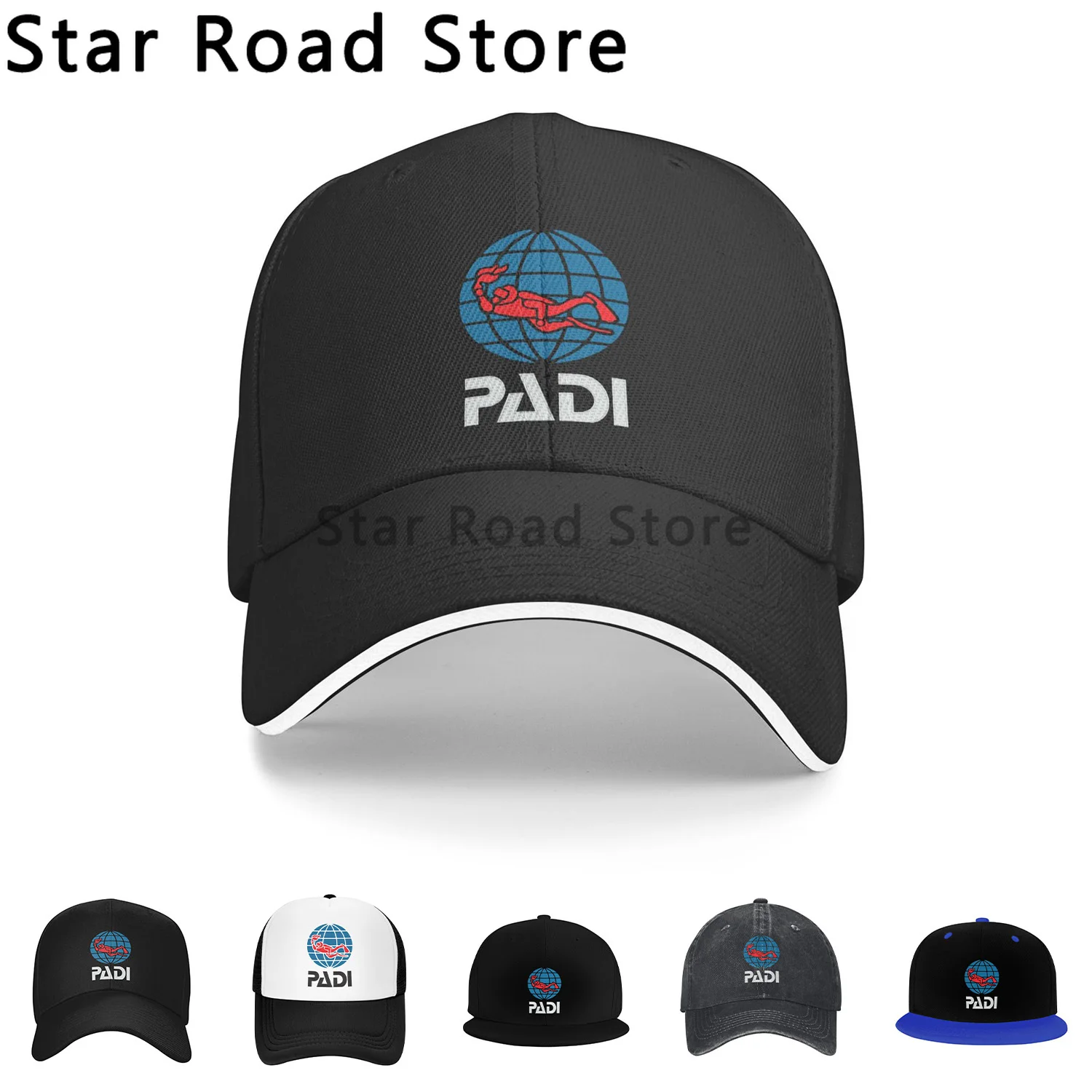 

Scuba Driver Padi Print Caps Adult Hats Adjustable Fashion Outdoor Baseball Cap for Unisex