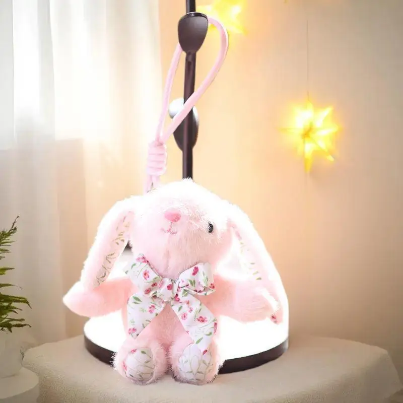 Toy Plush Cartoon Rabbit with Lop Ears, Cute Stuffed Bunny Doll, Adorable Pendant Gift for Backpack
