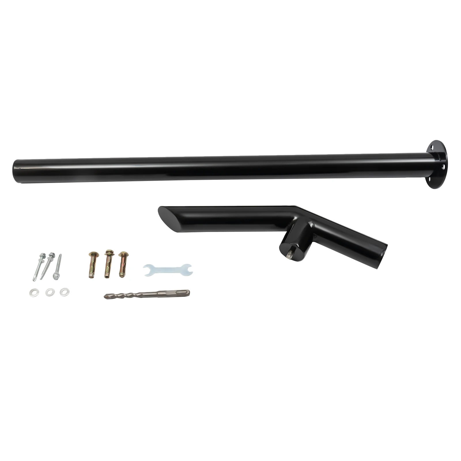 2-Step Handrail Single Post Handrail, 220 LBS Capacity Baking Varnish Iron Stairs Stylish Handrails for Outdoor Steps