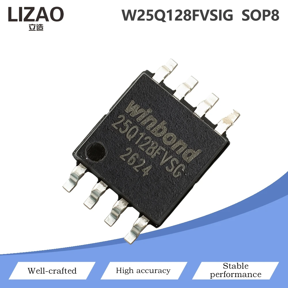 5PCS W25Q128FVSIG SOP8 16MB Flash Memory Chip 128Mbit SPI FLASH IC W25Q128 SMD Integrated Circuit For