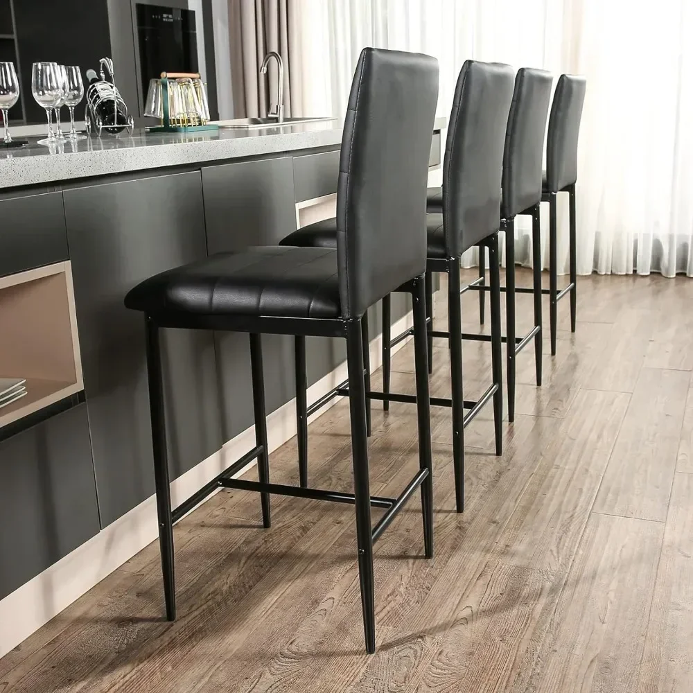 Counter Height Stools,PU Leather Bar Stools Barstools-High Dining Room Chairs with Back, Counter Stools for Home Pub Bar Chairs