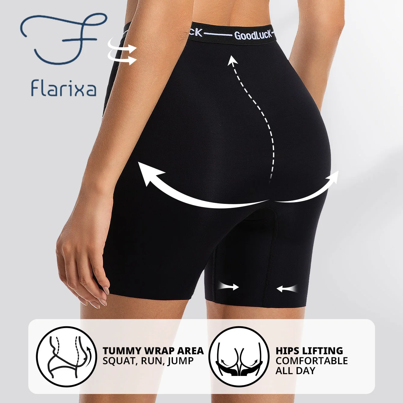 FLARIXA Women High Waist Seamless Sports Underwear Anti-Chafing Safety Pants Tummy Control Shaping Shorts Boxer Long Leg Panties