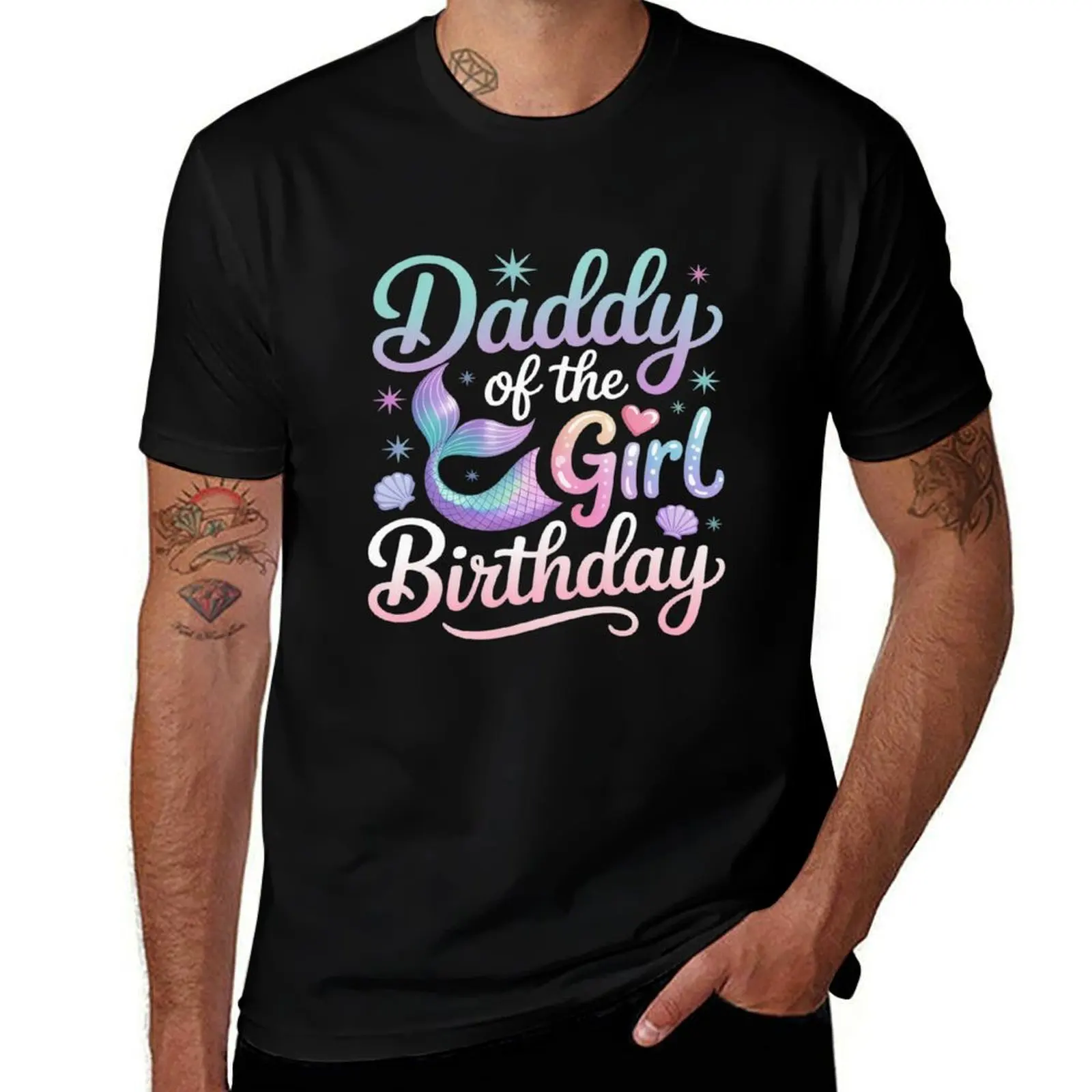 

Funny Mermaid Daddy Of The Birthday Magical Fairy T-Shirt clothes anime stuff cute clothes black t-shirts for men