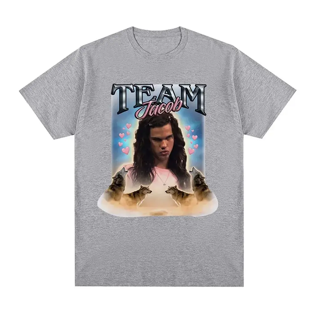 Y2K تي شيرت كلاسيكي فريق جاكوب فريق إدوارد نمط تي شيرت متعة ميمي ملابس بأكمام قصيرة المتضخم تي شيرت ملابس الشارع للجنسين