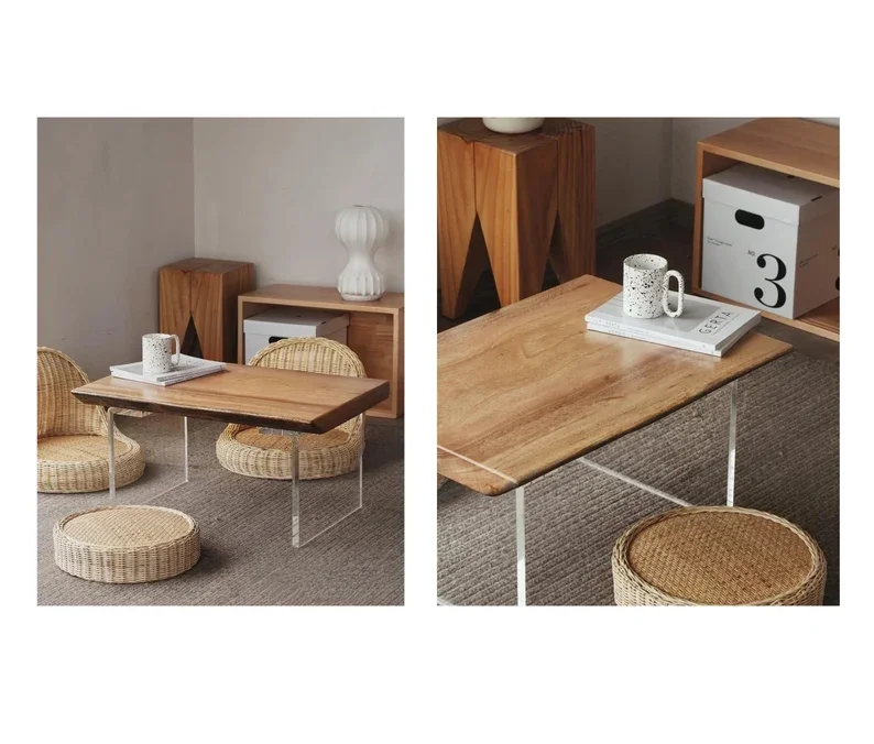 Set of 2 Solid 1/1.6/2 Inches Thick Clear Acrylic Rectangle Coffee Bench Legs Lucite Legs for Furniture Replacement