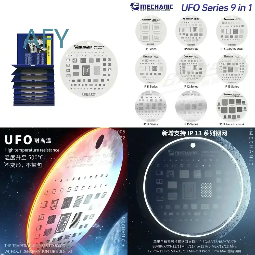 9 in 1 UFO Series Stencil Ball Planting Template for iPhone 8 9 10 11 12 13 14 15 Pro Max BGA CPU Positioning Stencil Repair