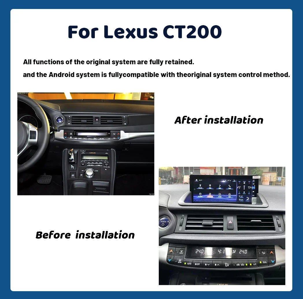 10.25 Inch For Lexus CT200 CT200h 2011-2020 Navigation Car Radio CarPlay Auto Android 13  Multimedia Video Qualcomm 4G WIFI GPS