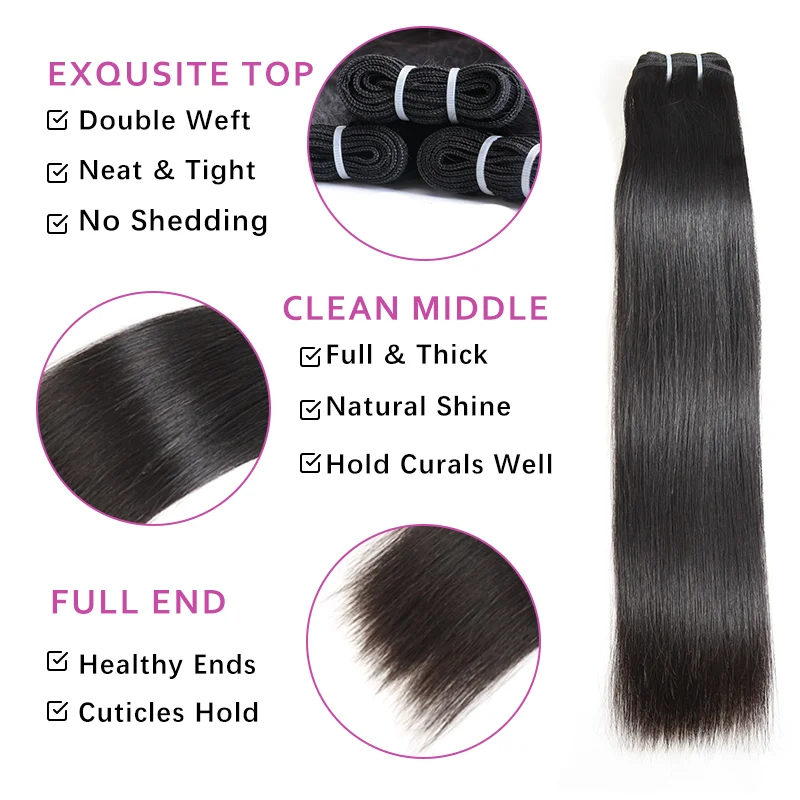 Ali Queen Hair Brazilian Straight Raw Virgin Human Hair Blonde 613 Natural Black 1b-613 Unprocessed Human Hair Weaves Bundles