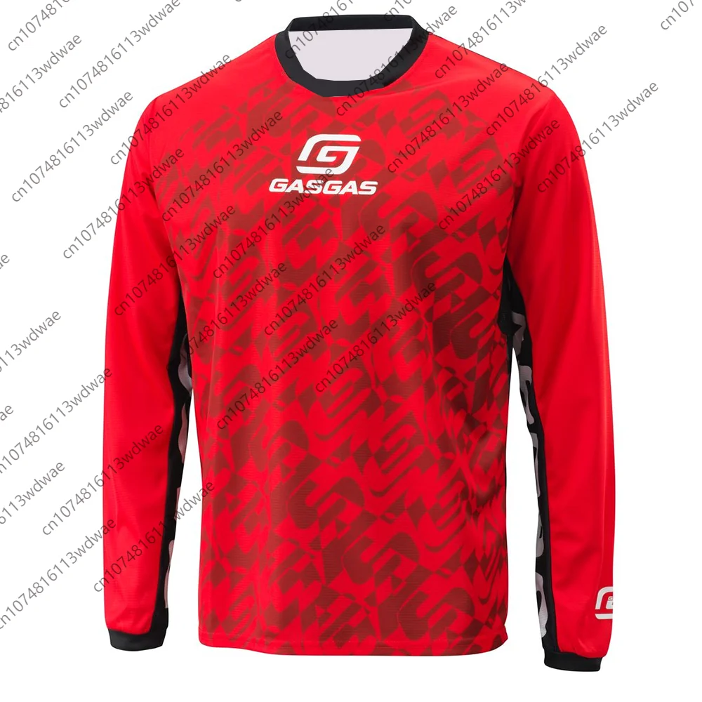 GASGAS Herren Motocross-Trikot Rot Camo Monogramm-Druck Schnelltrocknend Atmungsaktives Mesh Langlebiges MX-Rennshirt Offroad-Dirt-Bike-Oberteil