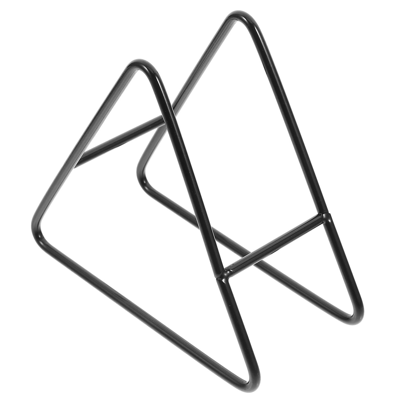 

Iron Coaster Holder Rack for Square Round Mats Black Easy Clean Dish Storage Triangle Desktop Organizing Shelf