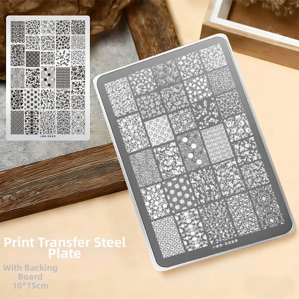 Floral Design Nail Art Transfer Stamping Plate Made from Special Steel for Precise Nail Polish Image Reproduction