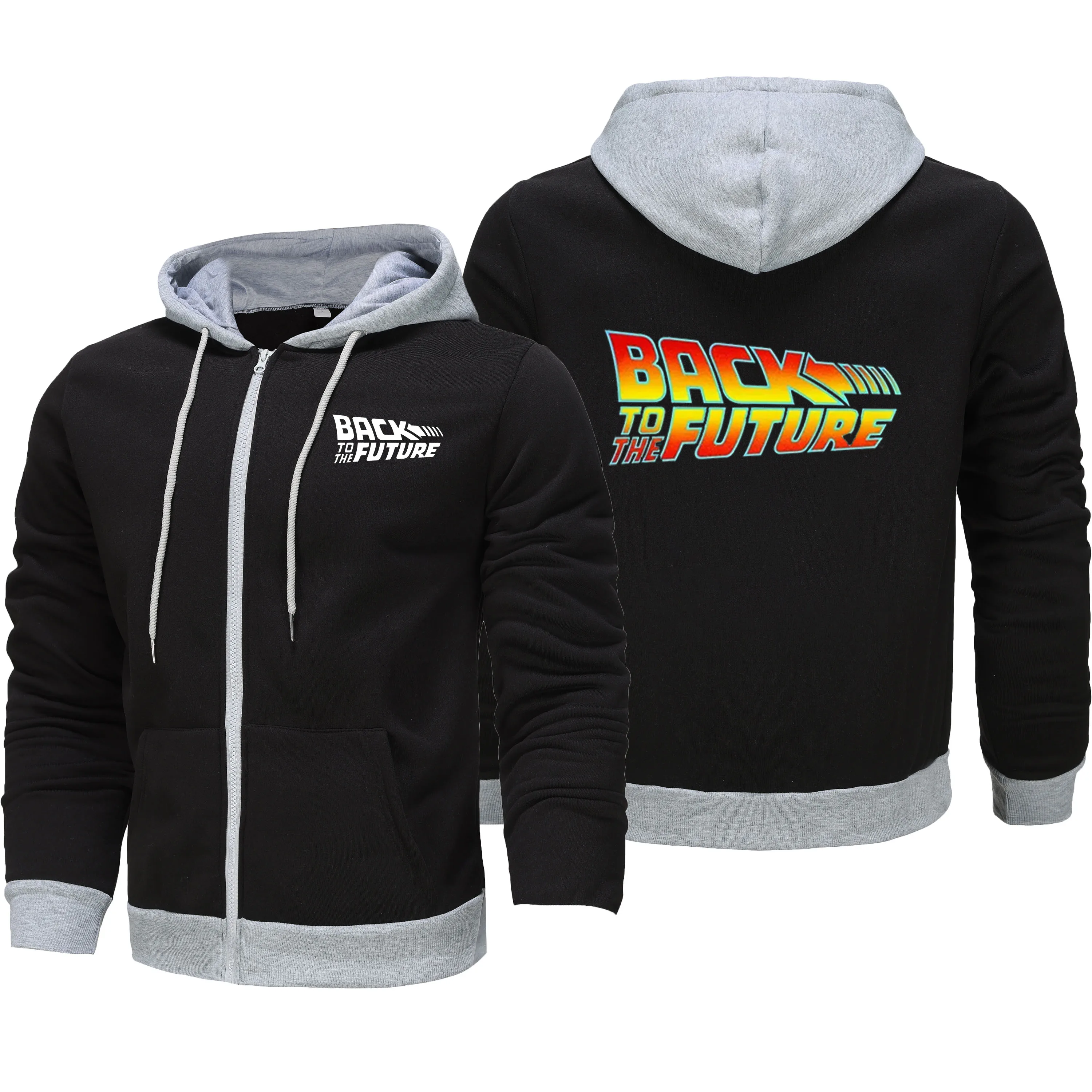 Back to the Future Hat Zipper Sweatshirts, Men's casual Jackets, specials, hat sweatshirts, big baggy tops, stylish sports coats