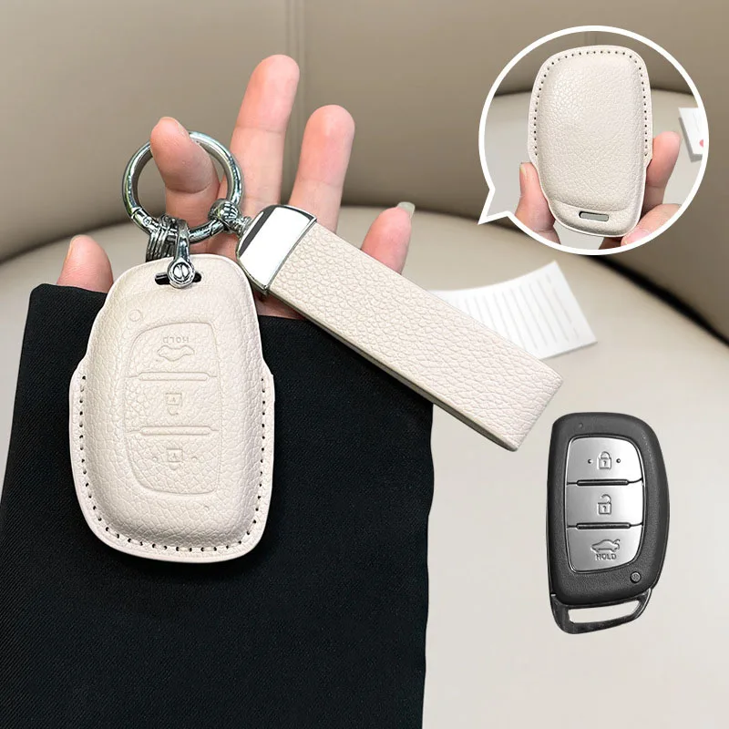 

Leather Car Remote Key Protection Cover Shell Fob For Hyundai ix35 i40 i20 i10 Tucson Elantra Creta Sonata Ioniq Accent Creata