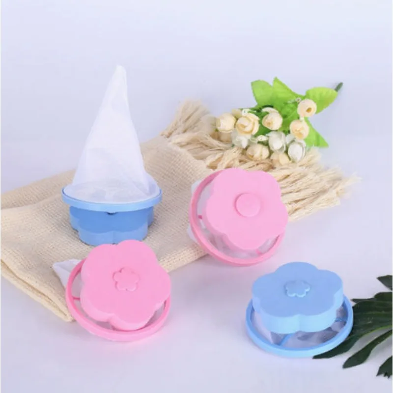 Bolas de lavandería reutilizables con malla para lavadora, forma de flor de ciruelo, bolas de limpieza flotantes para recoger pelo de mascotas, 2/4 Uds.