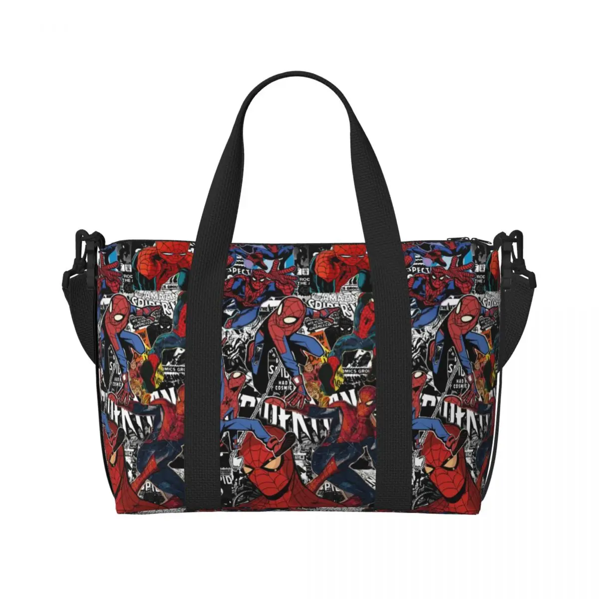 

Custom Spider Man Collage Beach Tote Bag Women Big Compartment Beach Gym Travel Bags