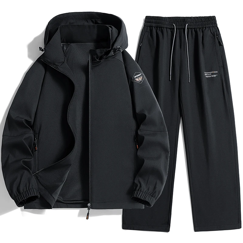 

Мужской спортивный костюм для отцов, повседневный, премиум-класса, для среднего возраста, весна-осень, новинка 2026 года, комплект из полиэстера с длинными рукавами