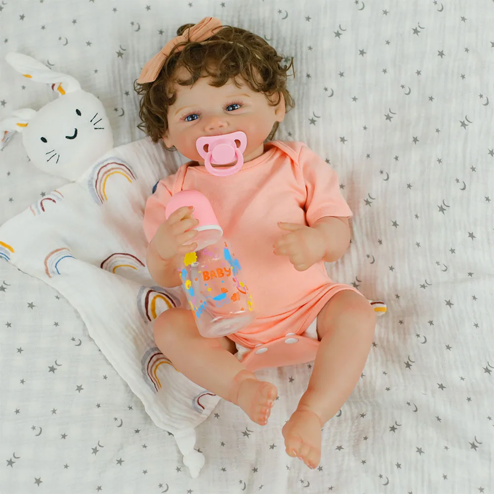 19 بوصة كامل الجسم سيليكون الفينيل تولد من جديد دمية Vivienne واقعية لمسة ناعمة اليد الجذور الشعر ثلاثية الأبعاد الجلد عالية الجودة هدايا عيد الميلاد