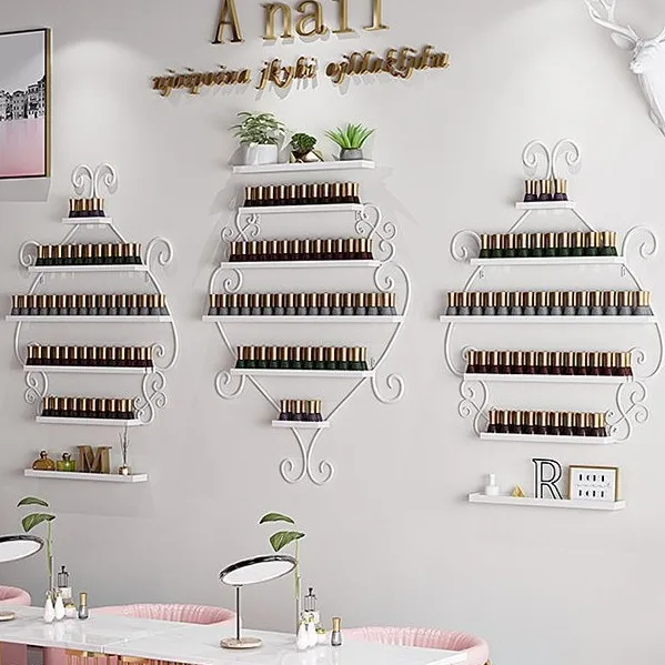 رف فني للأظافر معلق على الحائط لتلميع أظافر المشاهير على الإنترنت، حامل عرض رف جداري فني، كابينة عرض متجر الفن #4