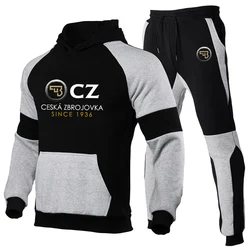 CZ Ceska Zbrojovka 2023 Men's New Tracksuit Print Sportswear Solid Color Hoodie Sweatshirt Tops And Leisure Fashion Hooded Pants