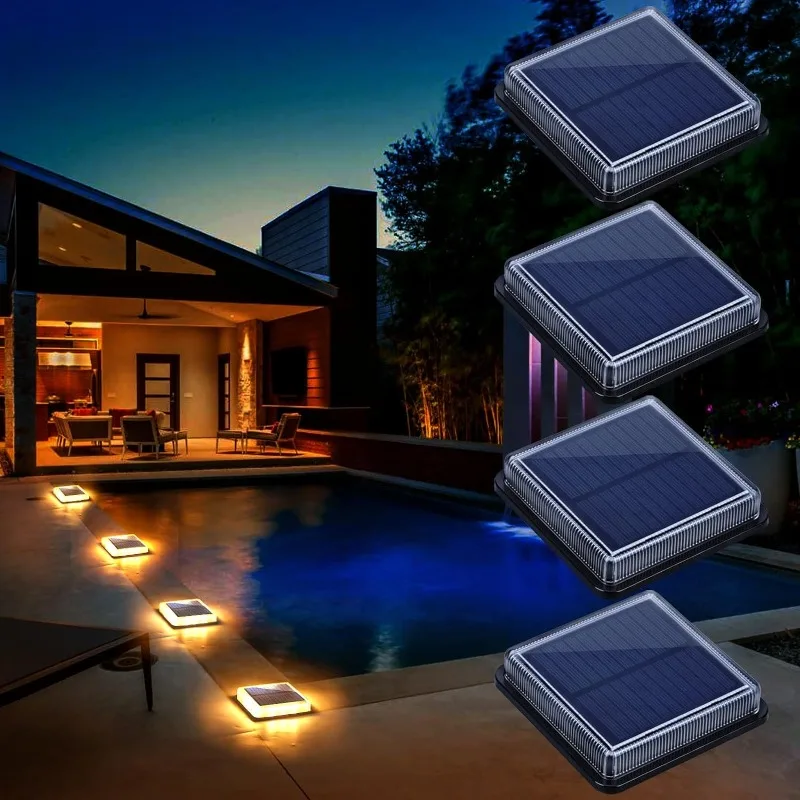 

Solar Step Lights Warm White LED Solar Deck Lights Outdoor Solar Powered IP68 Waterproof for Garden Stairs Ground Driveway