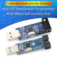 USBASP USBISP AVR Programmer USB ATMEGA8 ATMEGA128 ATtiny/CAN/PWM 10Pin Wire Module DIY + 10Pin To 6 Pin Adapter Board