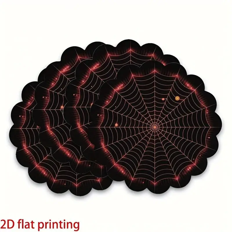VIKAMA Spiderweb Wave Lace Circular Placemat Insulation Fabric Table Mat Dark Gothic Halloween Table Decoration