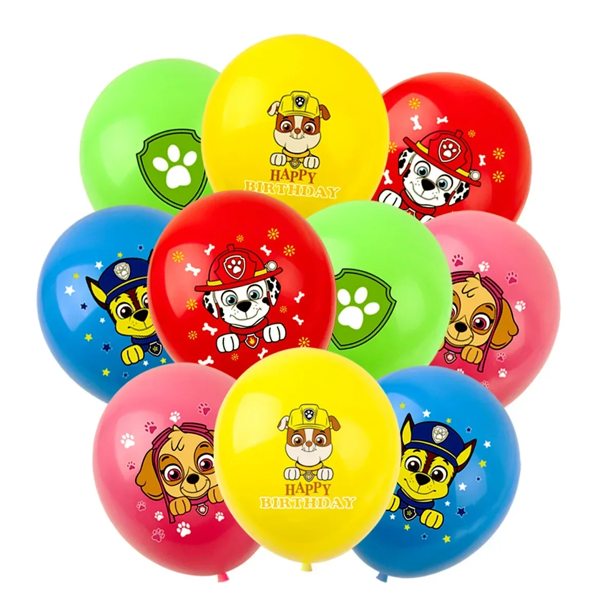 10pcs12 inch Paw Patrol Solid Color Latex Balloon Children's Happy Birthday Party Decoration Baby Shower Globos Balloon Toy