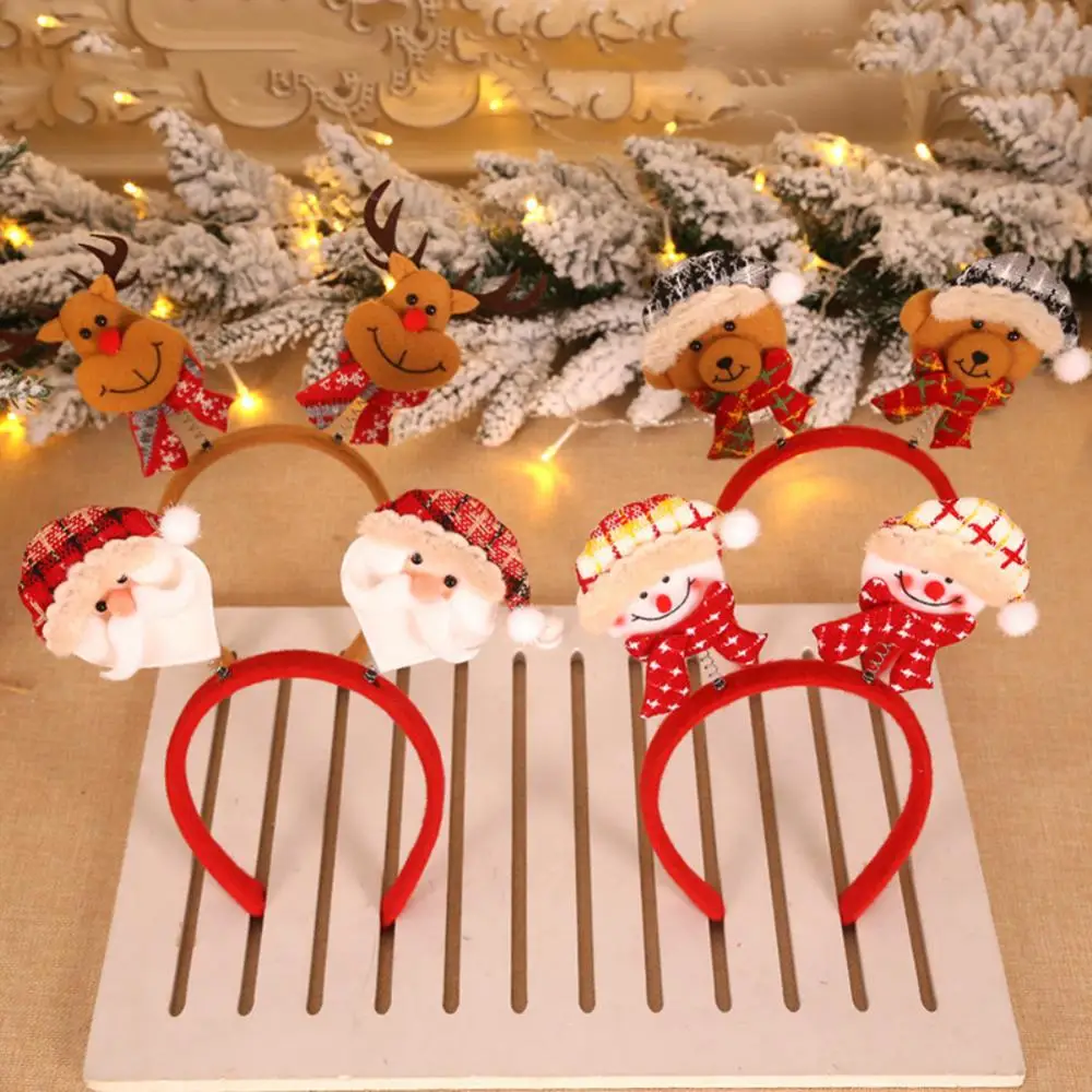 2023 New Years Headband Ingredient Safety Red Hair Ornaments Reindeer Antler Santa Claus Snowman Hair Hoop Durable 23*20cm