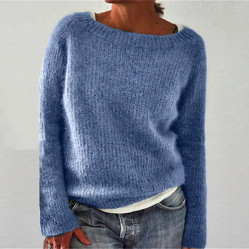 Women Loose Sweaters Autumn Winter O-Neck Long Sleeve Casual Solid Pullover Knitwear Tops XXBLH-2536