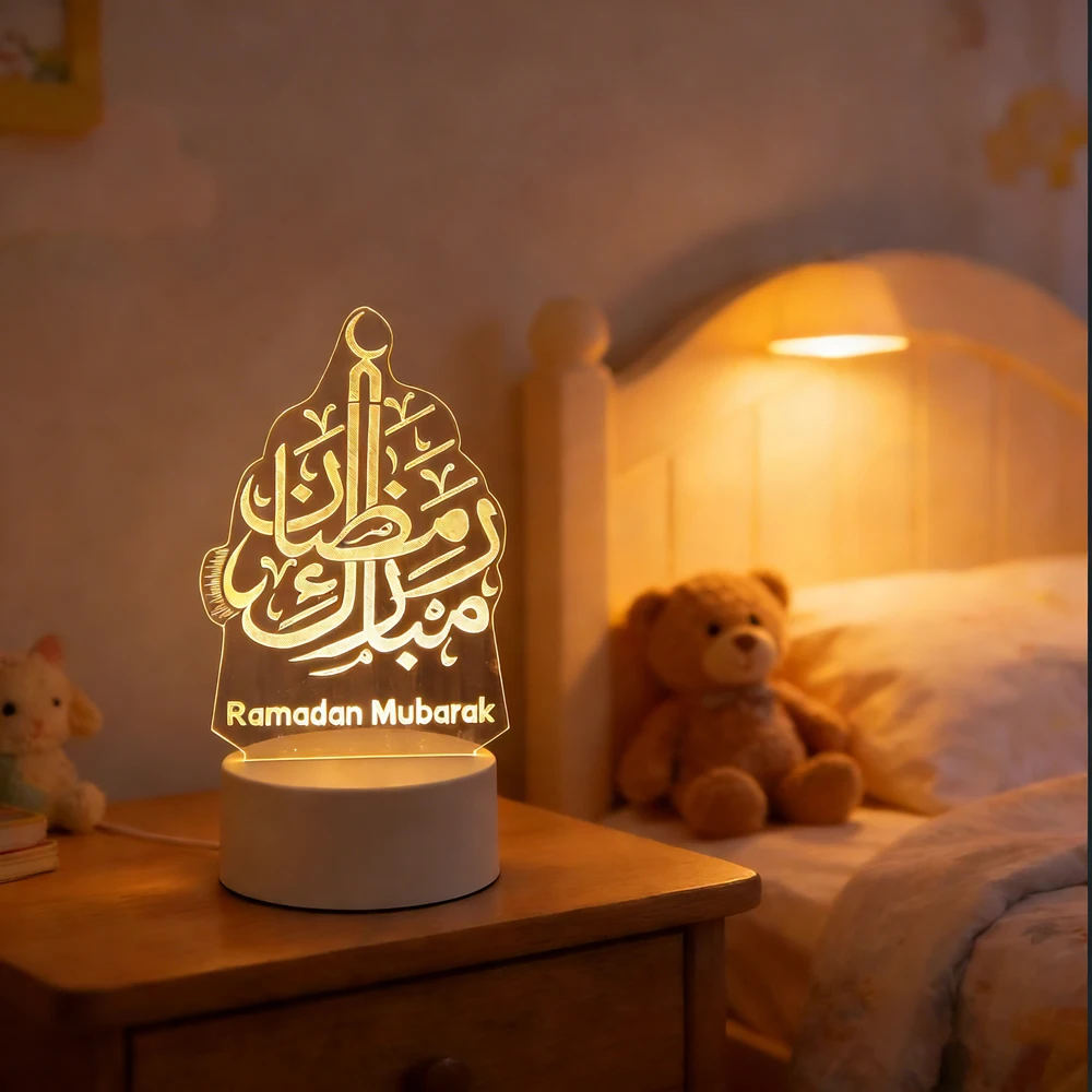 

LED Night Light USB Powered Islamic Muslim Party Supplies Ramadan Decorations 2026 Home Bedroom EID Mubarak Table Ornament