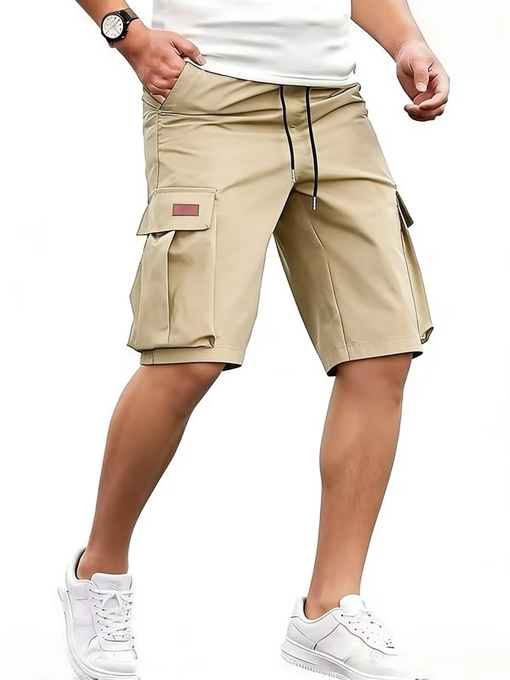 

Trendy workwear shorts for men in summer, thin and loose fit, multi pocket sports pants, casual cropped pants