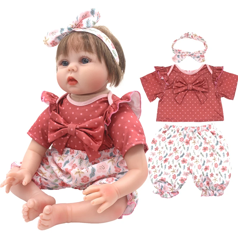 22 Inch Reborn Baby Doll Clothes Pink Rompers Set 22 Inch Girl Doll Outfits Children Toys Clothing