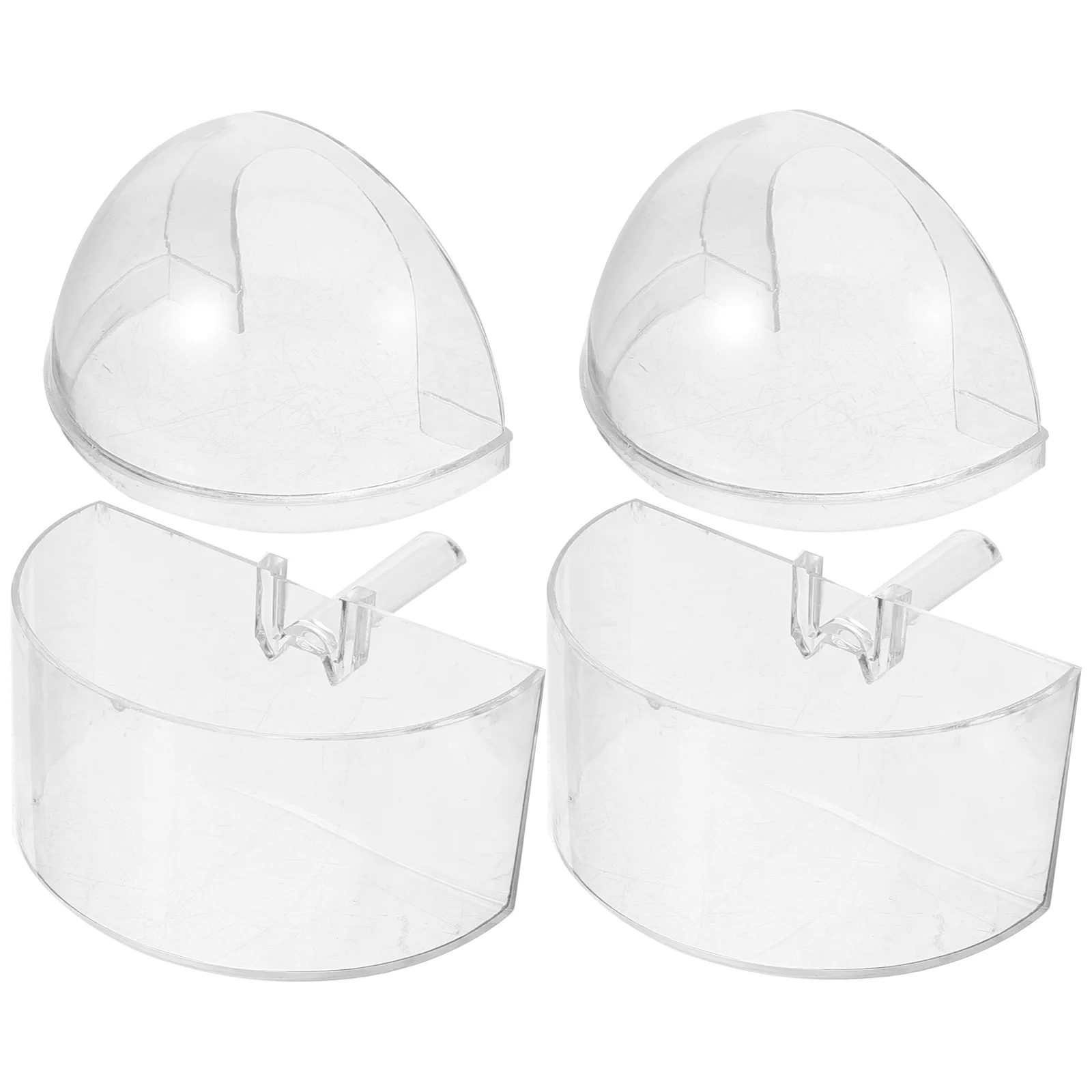 

2pcs Acrylic Feeder Transparent Parrot Food Container Buckle Design Bird Cage Feeder Washable Reusable for Pet Birds Doves