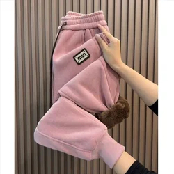 Autumn Winter New Corduroy Velvet Padded Pants Women Loose Elastic Waist Harem Pants Fashion High Waist Casual Pants Female