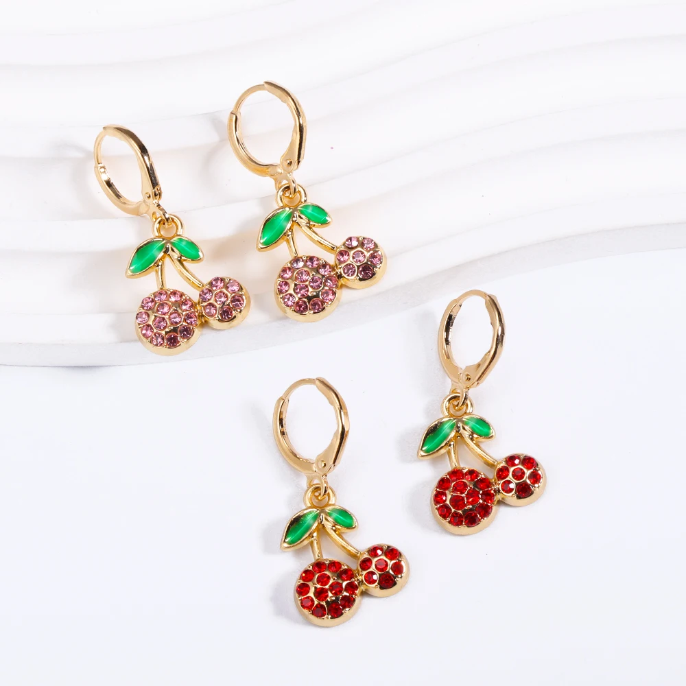 10 pezzi dolce rosso rosa strass ciliegia fascino ciondolo frutta per orecchini pendenti da donna braccialetto accessori fatti a mano fai da te