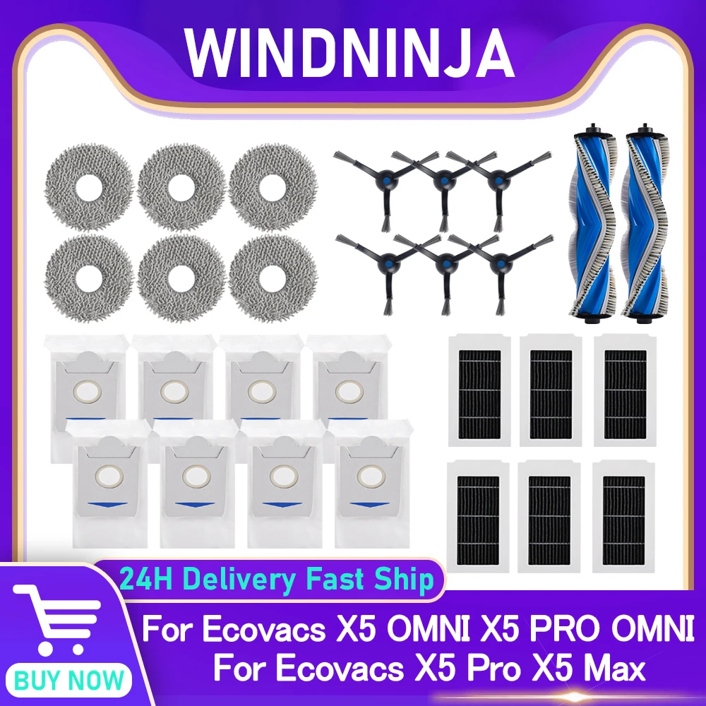 

For Ecovacs X5Pro X5 Max X5 OMNI X5 PRO OMNI Replacement Main Side Brush Dust Bag HEPA Filter Mop Cloth Robot Vaccum Accessories