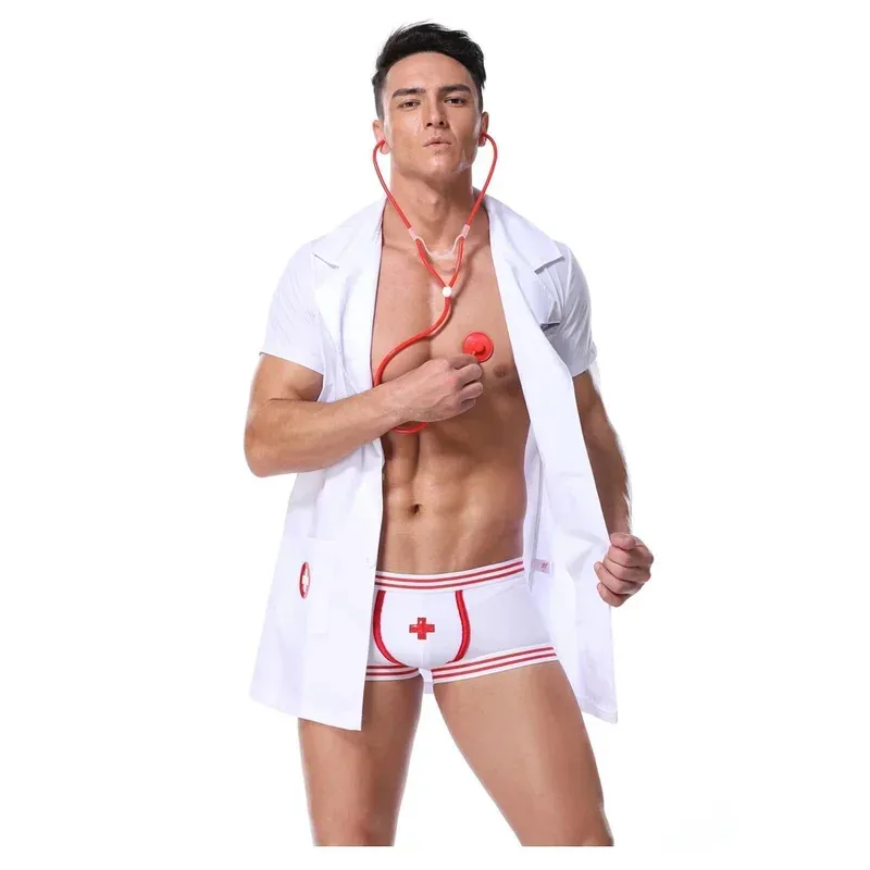 Disfraces de lencería de médico para hombres y adultos, jugadores de rol de Halloween