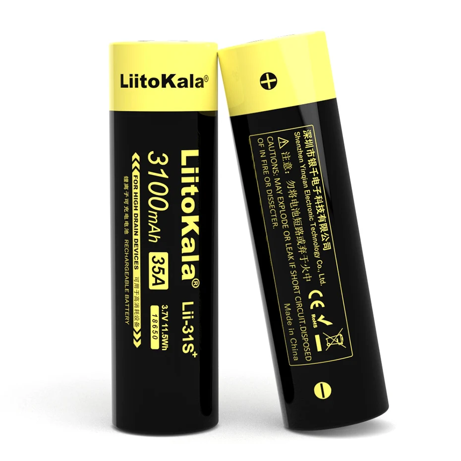 New LiitoKala Lii-31S 18650 Battery 3.7V Li-ion 3100mA 35A Battery For High Power Devices.